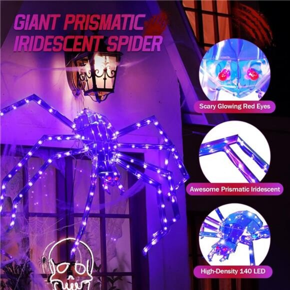 🕸️ Check out this huge Pre-Lit Prismatic Spider at Sam Prismatic Iridescent Giant Spider, 52\